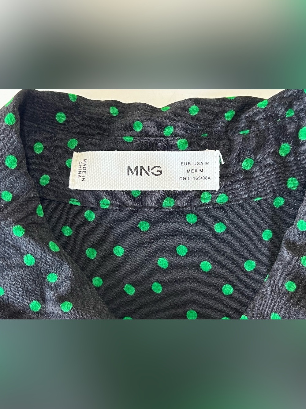 Navy Green Polka Dot Jumpsuit M - MANGO